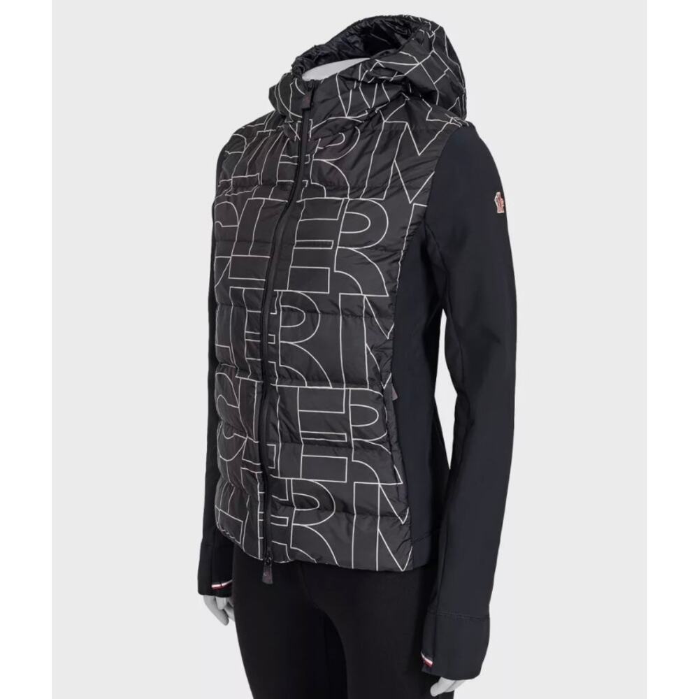 Moncler Black Printed Hooded Down Puffer Jacket - Size M - Picture 2 of 6
